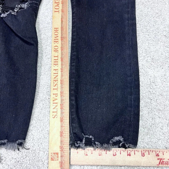 Abercrombie & Fitch Jeans Harper Low Rise Ankle Black Distressed Pockets Size 8 - Picture 4 of 11